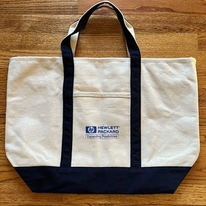 🆕 Large Canvas Zipper Tote Bag with Logo